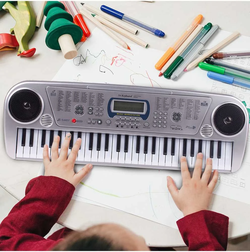 Malplay Vaikiškas pianinas su mikrofonu, 54 klavišai, sidabrinis