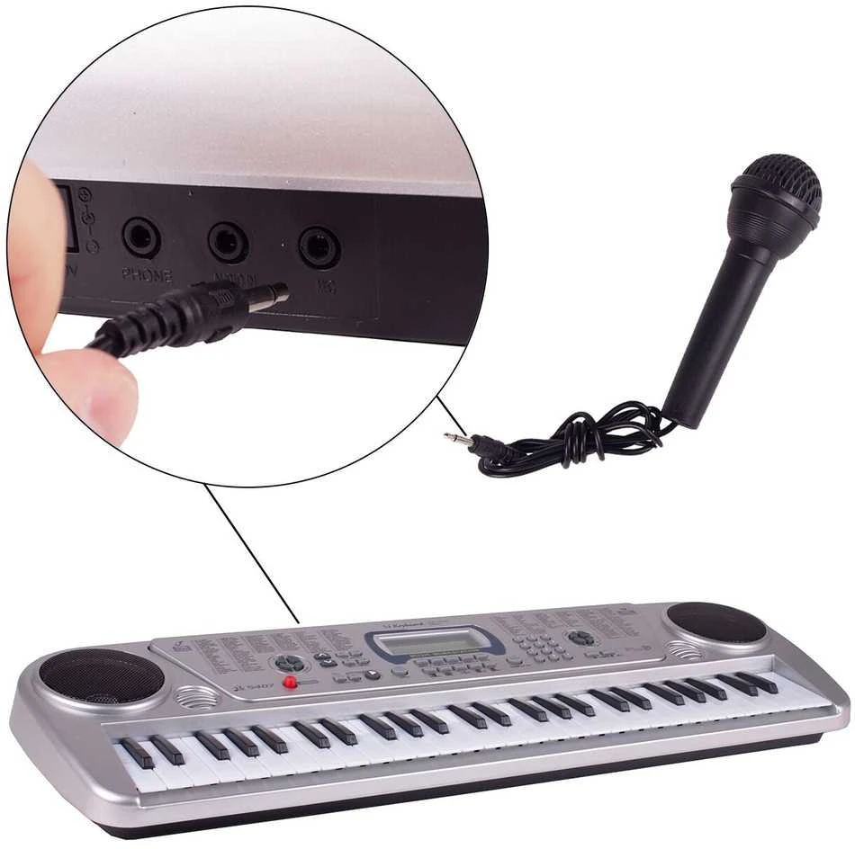 Malplay Vaikiškas pianinas su mikrofonu, 54 klavišai, sidabrinis
