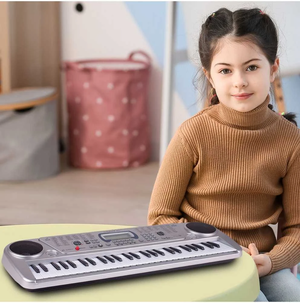 Malplay Vaikiškas pianinas su mikrofonu, 54 klavišai, sidabrinis