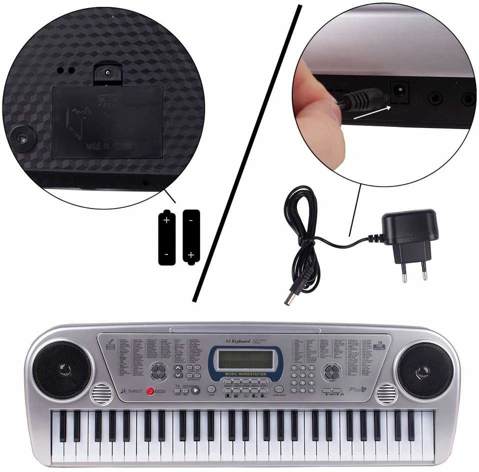 Malplay Vaikiškas pianinas su mikrofonu, 54 klavišai, sidabrinis