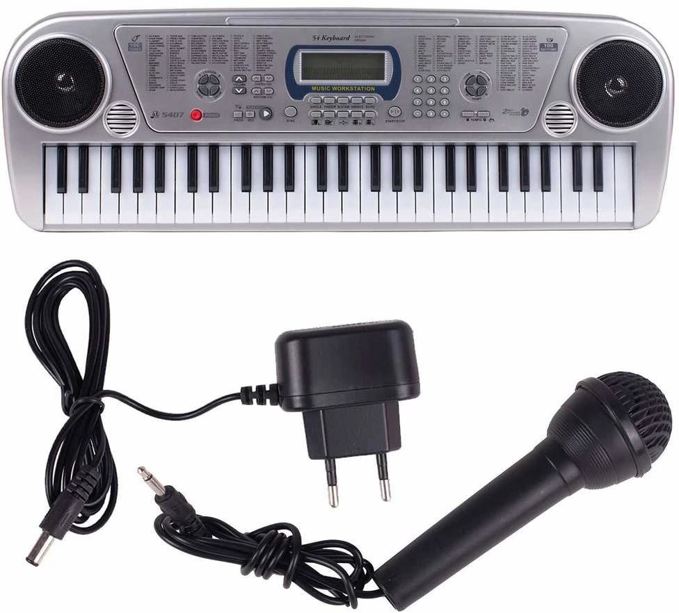 Malplay Vaikiškas pianinas su mikrofonu, 54 klavišai, sidabrinis