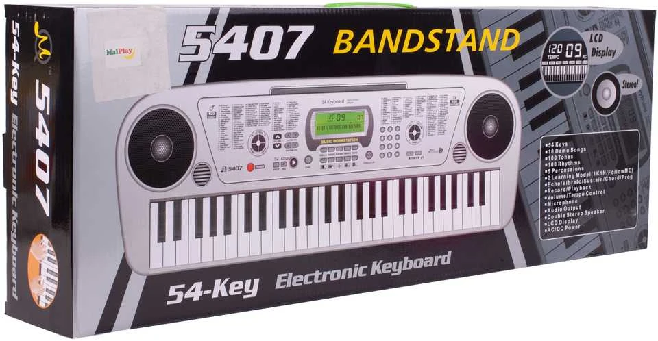 Malplay Vaikiškas pianinas su mikrofonu, 54 klavišai, sidabrinis