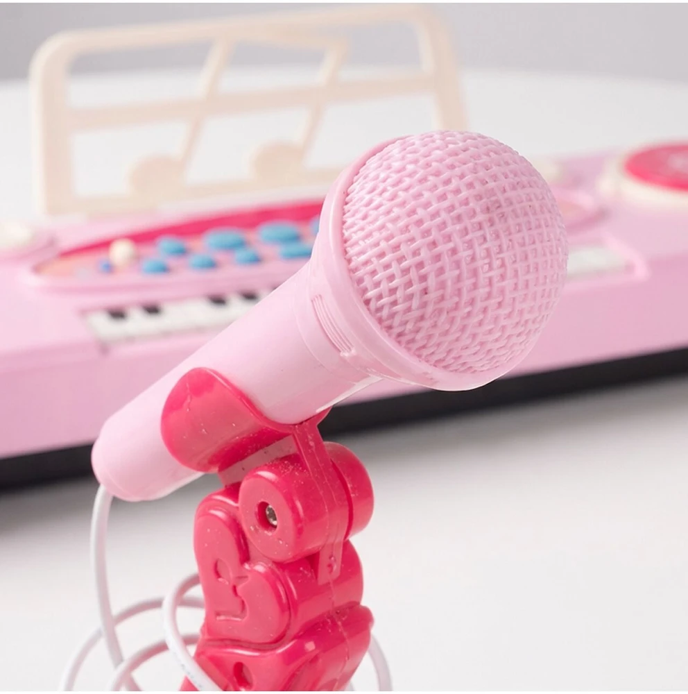 Malplay Vaikiškas pianinas 37 klavišų su mikrofonu, rožinis, USB, MP3