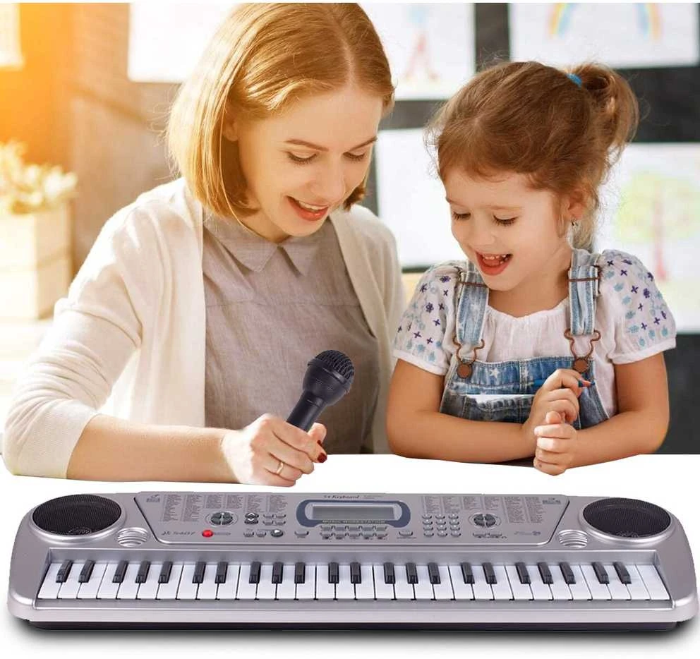 Malplay Vaikiškas pianinas su mikrofonu, 54 klavišai, sidabrinis
