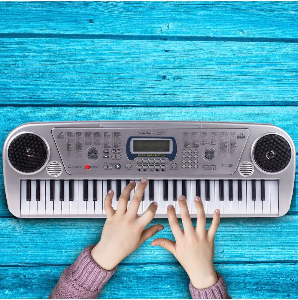 Malplay Vaikiškas pianinas su mikrofonu, 54 klavišai, sidabrinis