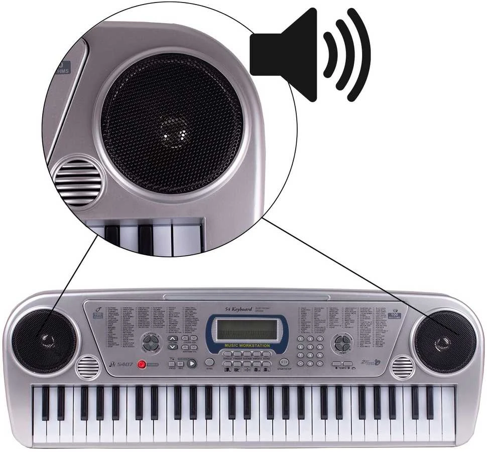 Malplay Vaikiškas pianinas su mikrofonu, 54 klavišai, sidabrinis