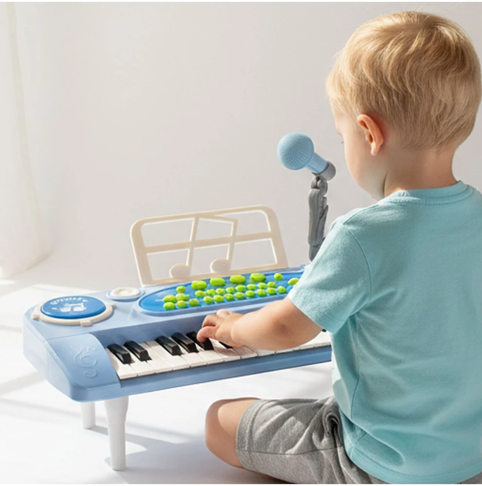 Malplay Vaikiškas pianinas 37 klavišų su mikrofonu, mėlynas, USB, MP3