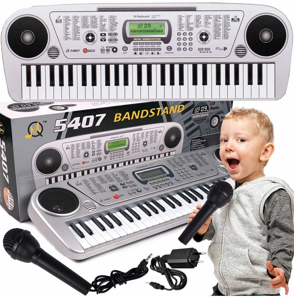 Malplay Vaikiškas pianinas su mikrofonu, 54 klavišai, sidabrinis
