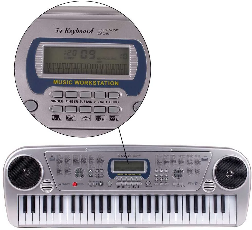 Malplay Vaikiškas pianinas su mikrofonu, 54 klavišai, sidabrinis