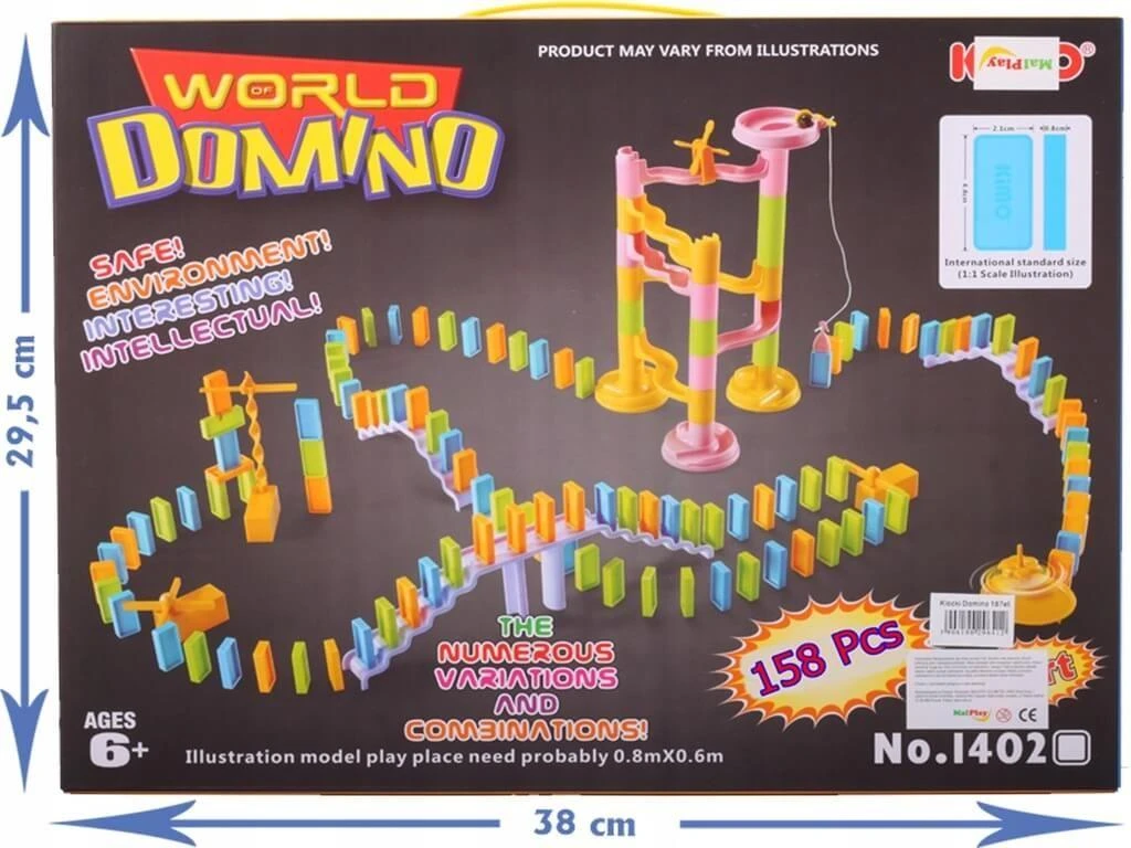 Malplay Žaislas Domino kaladėlės su platforma ir čiuožykla 158 vnt.