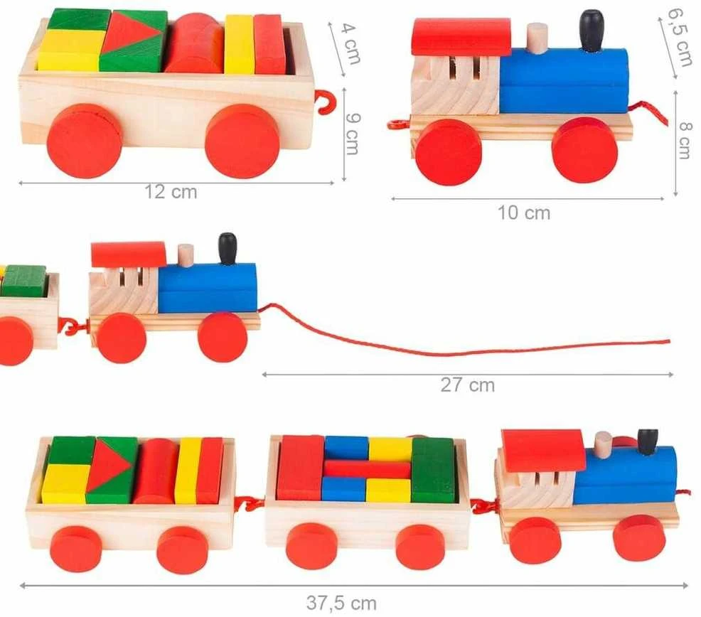 Malplay Žaislas Medinis traukinys su kaladėlėm