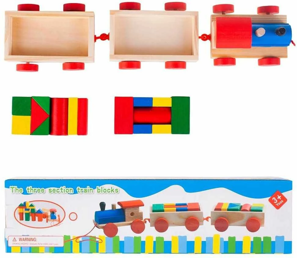 Malplay Žaislas Medinis traukinys su kaladėlėm