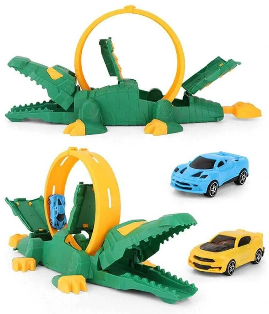 Malplay Žaislinė automobilių paleidimo įranga su dviem automobiliais Krokodilas