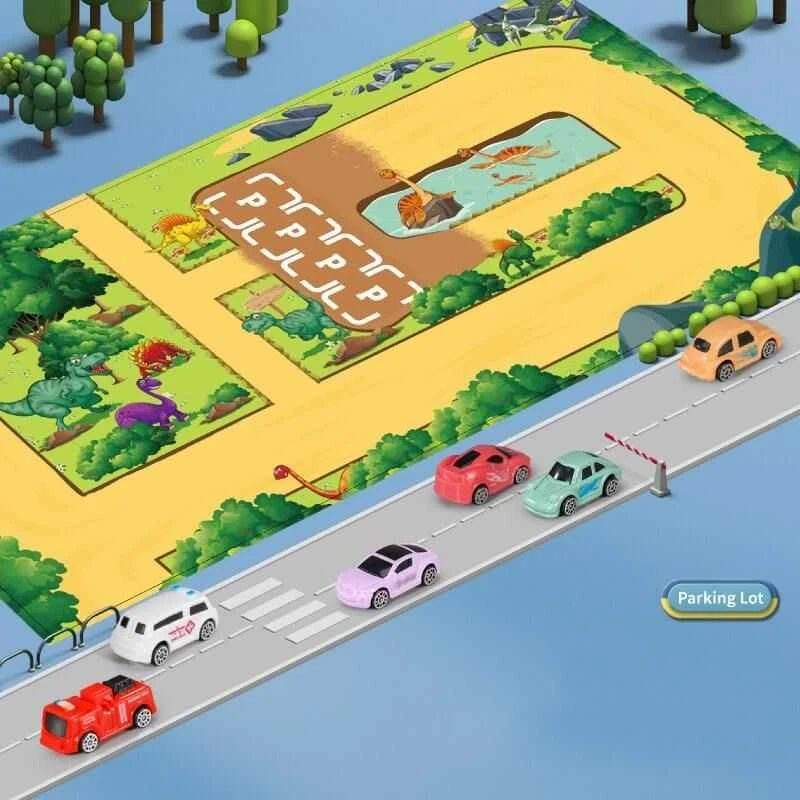 Malplay Žaislinė automobilių stovėjimo aikštelė Dinozauras, 6 automobiliai
