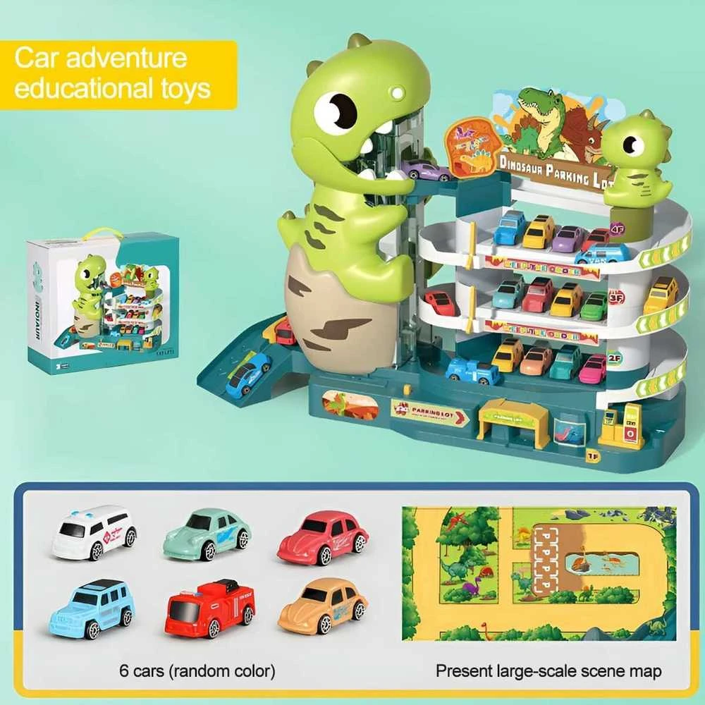 Malplay Žaislinė automobilių stovėjimo aikštelė Dinozauras, 6 automobiliai
