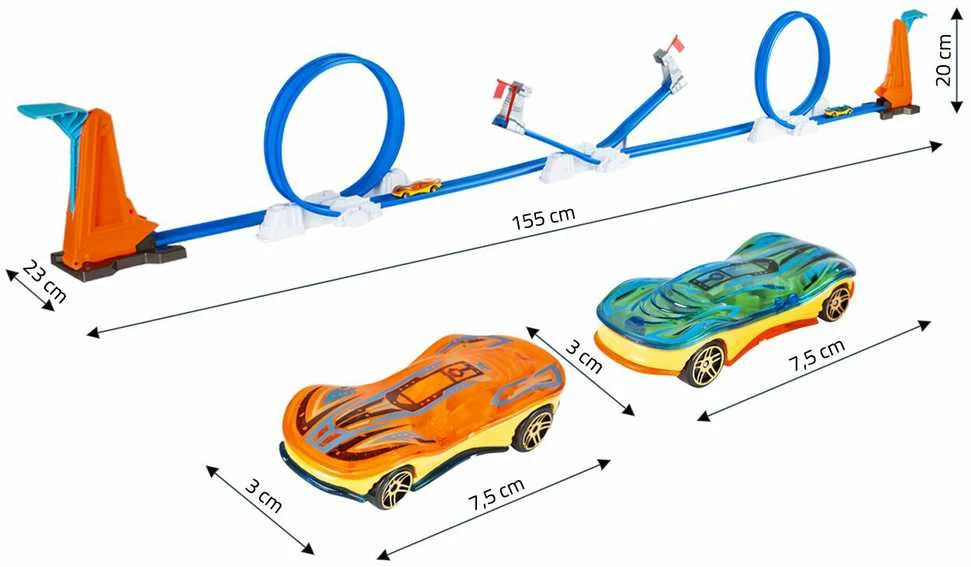 Malplay Žaislinė automobilių trasa su paleidimo įrenginiais ir 2 automobiliais 2 LOOP