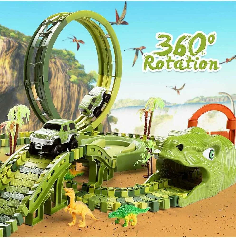 Malplay Žaislinė didelė automobilių trasa Dinozaurų parkas, 260 el.