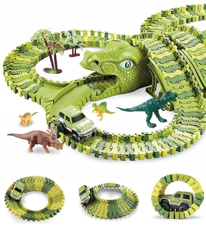 Malplay Žaislinė didžiulė dinozaurų lenktynių trasa su figūrėlėmis, 240 vnt