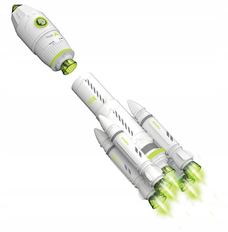 Malplay Kosminė raketa su kosmonautu ir dūmų ir šviesos efektais