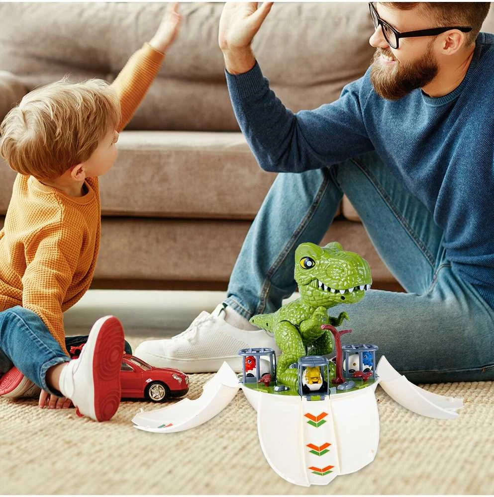 Malplay Žaislinė transporto paleidimo priemone su slydimo takeliu Dinozauras kiaušinyje, 2in1