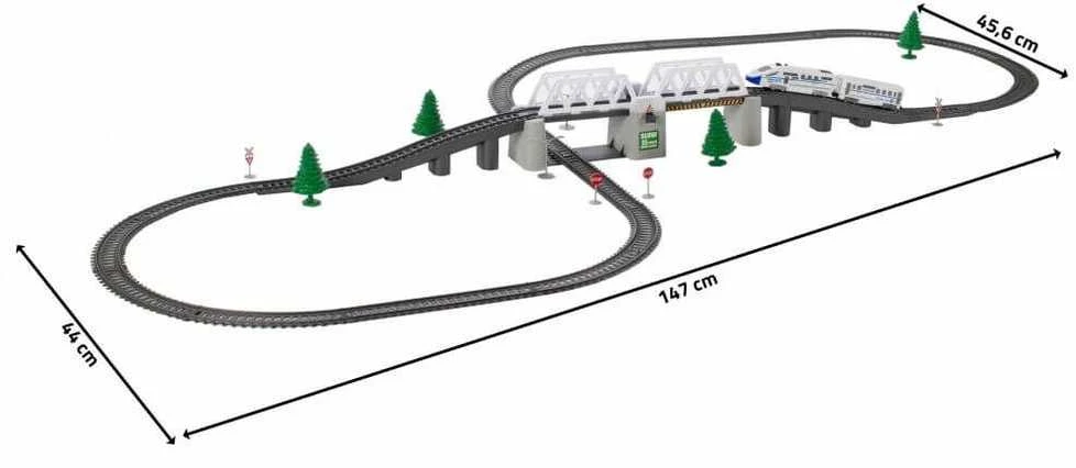 Malplay Žaislinė traukinio su pakeliamu tilteliu trasa, 366cm