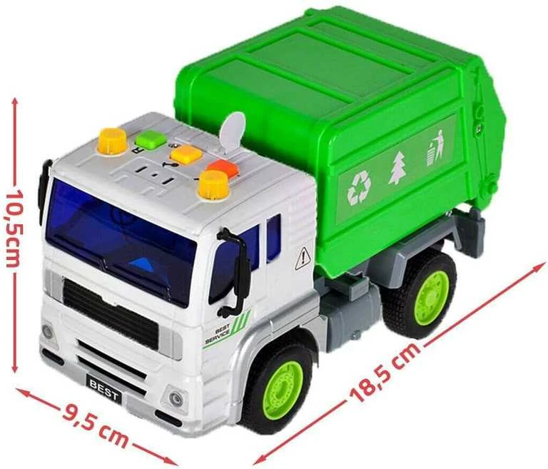 Malplay Žaislinis automatinis šiukšliavežis su atidaromu konteineriu, 1:20