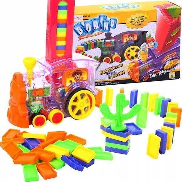 Malplay Žaislinis domino traukinys su 80 kaladėlių