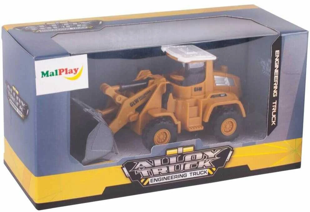 Malplay Žaislinis ekskavatorius krautuvas su rankine pavara ir kilnojamu metaliniu kaušu