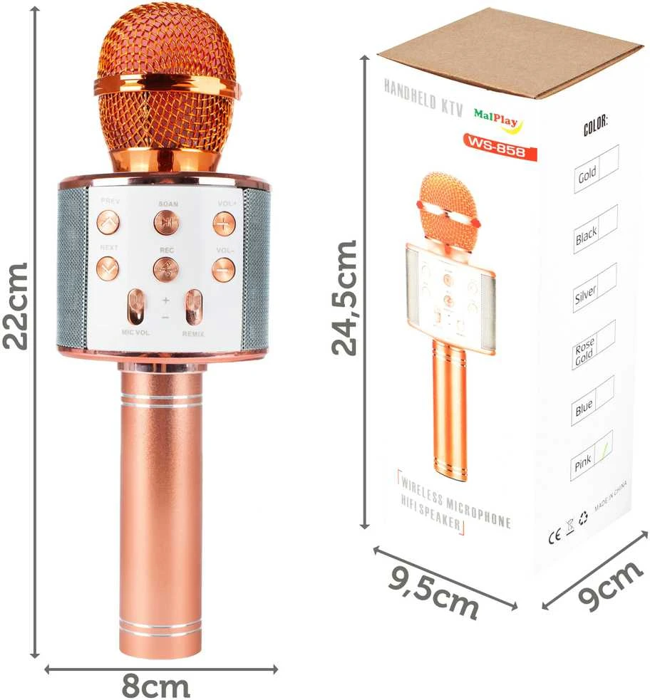 Malplay Žaislinis Karaoke Bluetooth mikrofonas