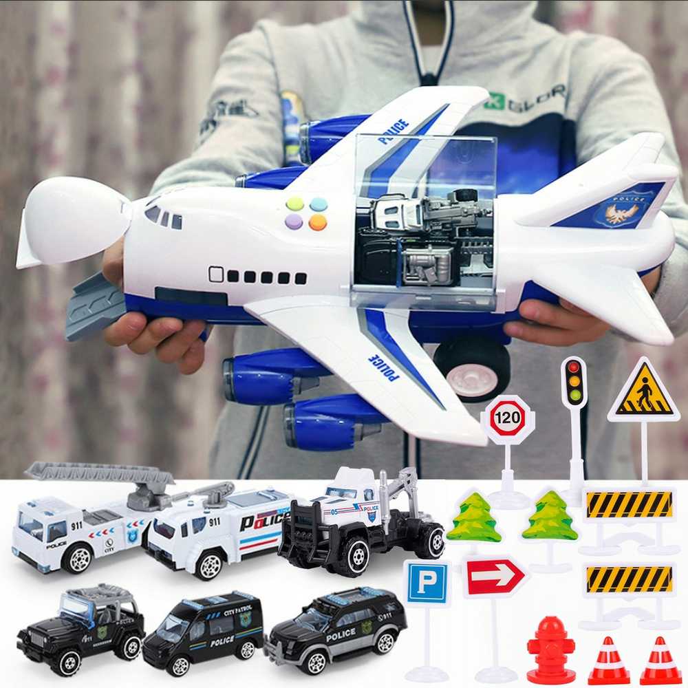 Malplay Žaislinis lėktuvas A380 su 6 policijos automobiliais, šviesa ir garsu