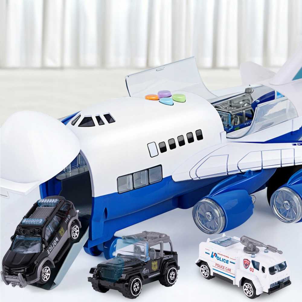 Malplay Žaislinis lėktuvas A380 su 6 policijos automobiliais, šviesa ir garsu