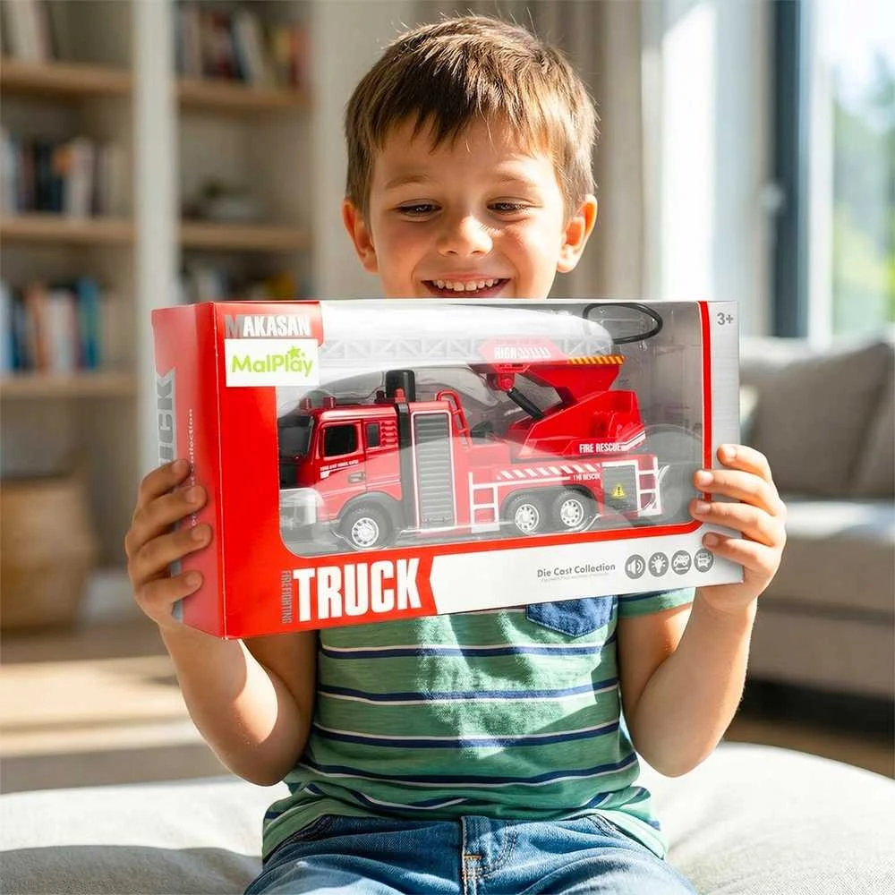 Malplay Žaislinis metalinis gaisrinės automobilis su šviesa ir garsu