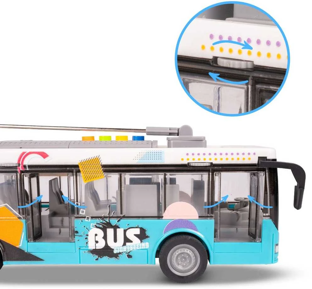 Malplay Žaislinis miesto autobusas su šviesa, garsu ir atsidarančiomis durimis