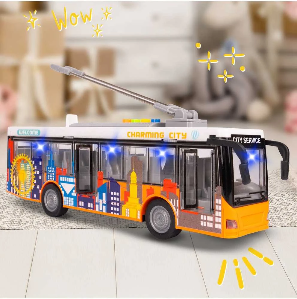 Malplay Žaislinis miesto autobusas su šviesa, garsu ir atsidarančiomis durimis
