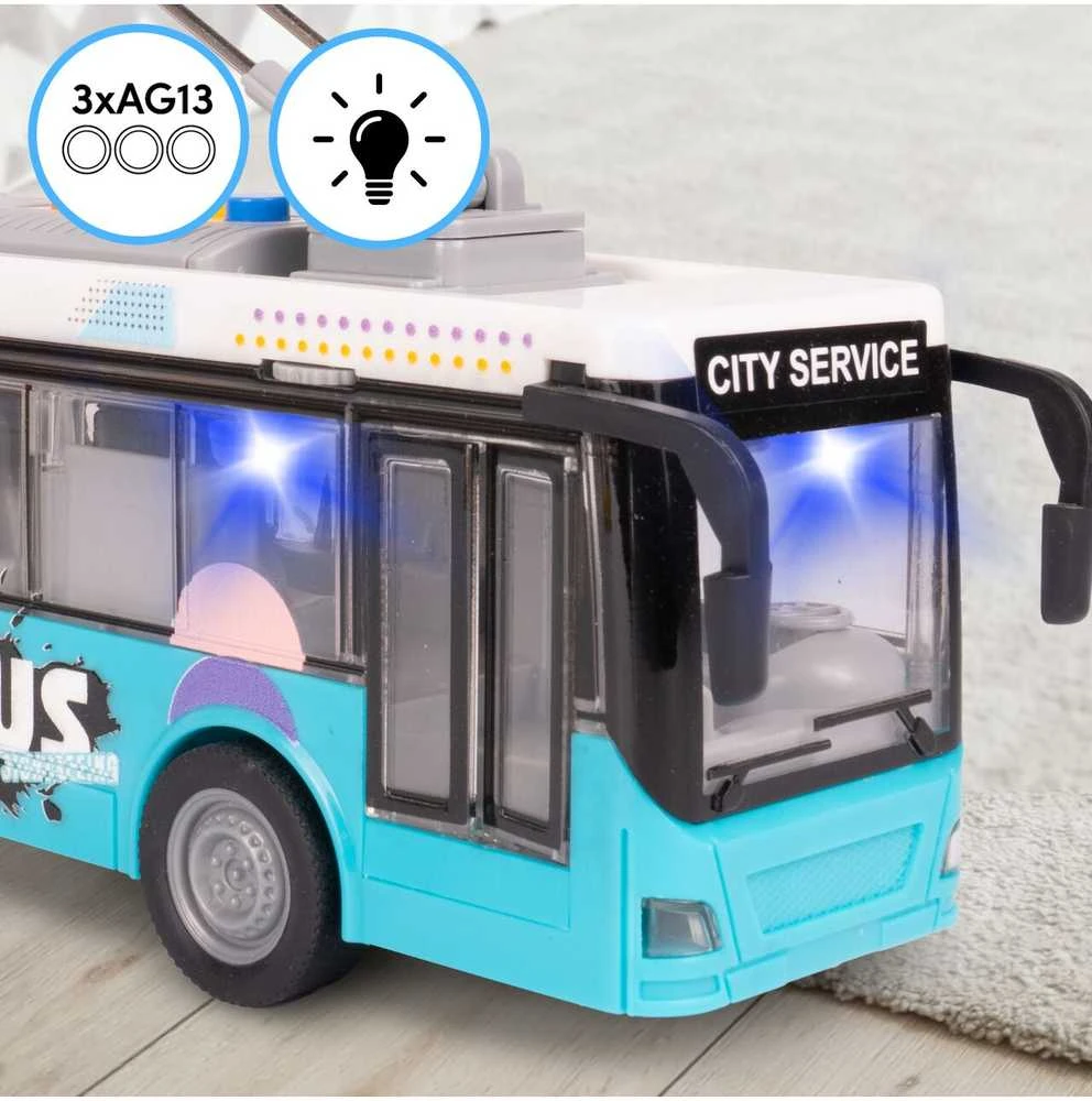 Malplay Žaislinis miesto autobusas su šviesa, garsu ir atsidarančiomis durimis