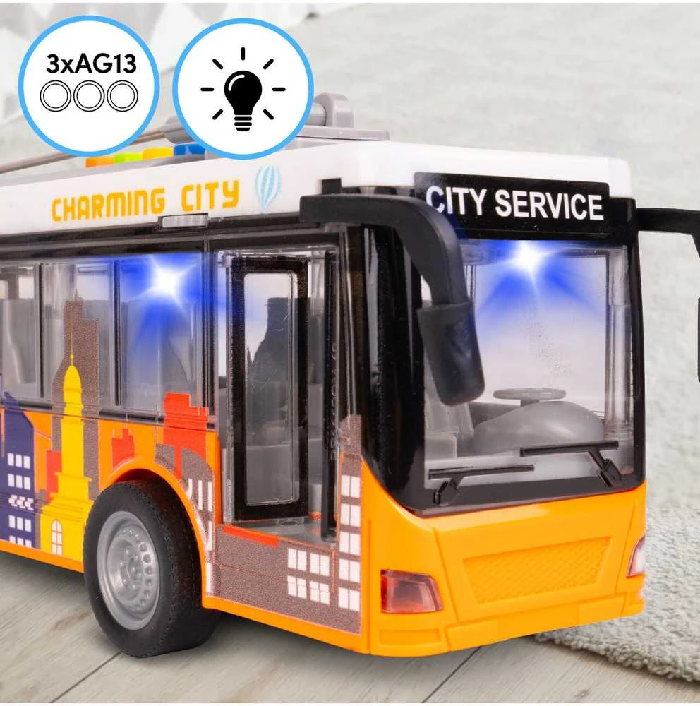 Malplay Žaislinis miesto autobusas su šviesa, garsu ir atsidarančiomis durimis