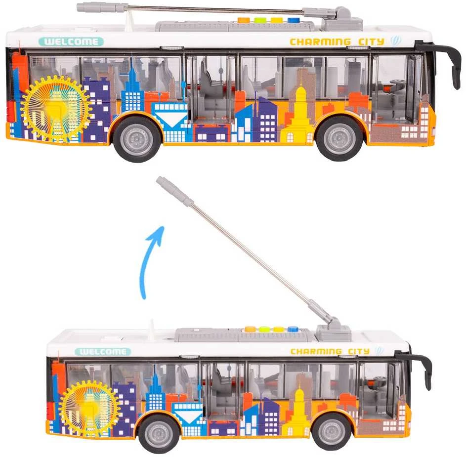 Malplay Žaislinis miesto autobusas su šviesa, garsu ir atsidarančiomis durimis
