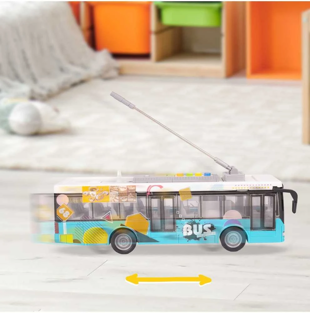 Malplay Žaislinis miesto autobusas su šviesa, garsu ir atsidarančiomis durimis
