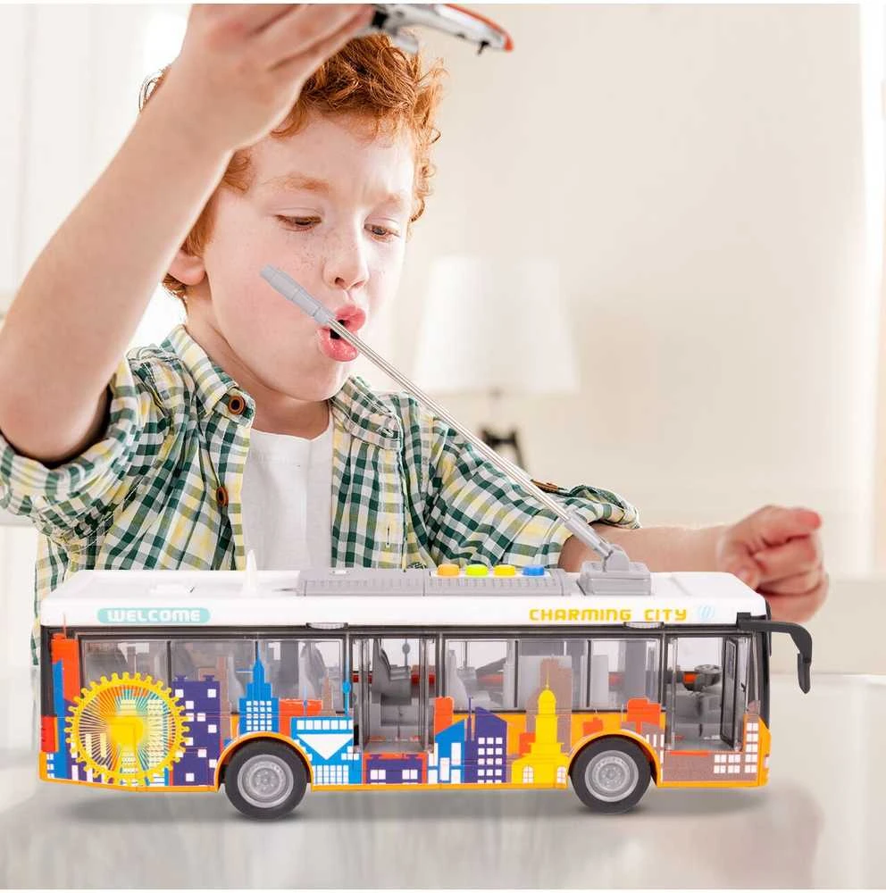 Malplay Žaislinis miesto autobusas su šviesa, garsu ir atsidarančiomis durimis