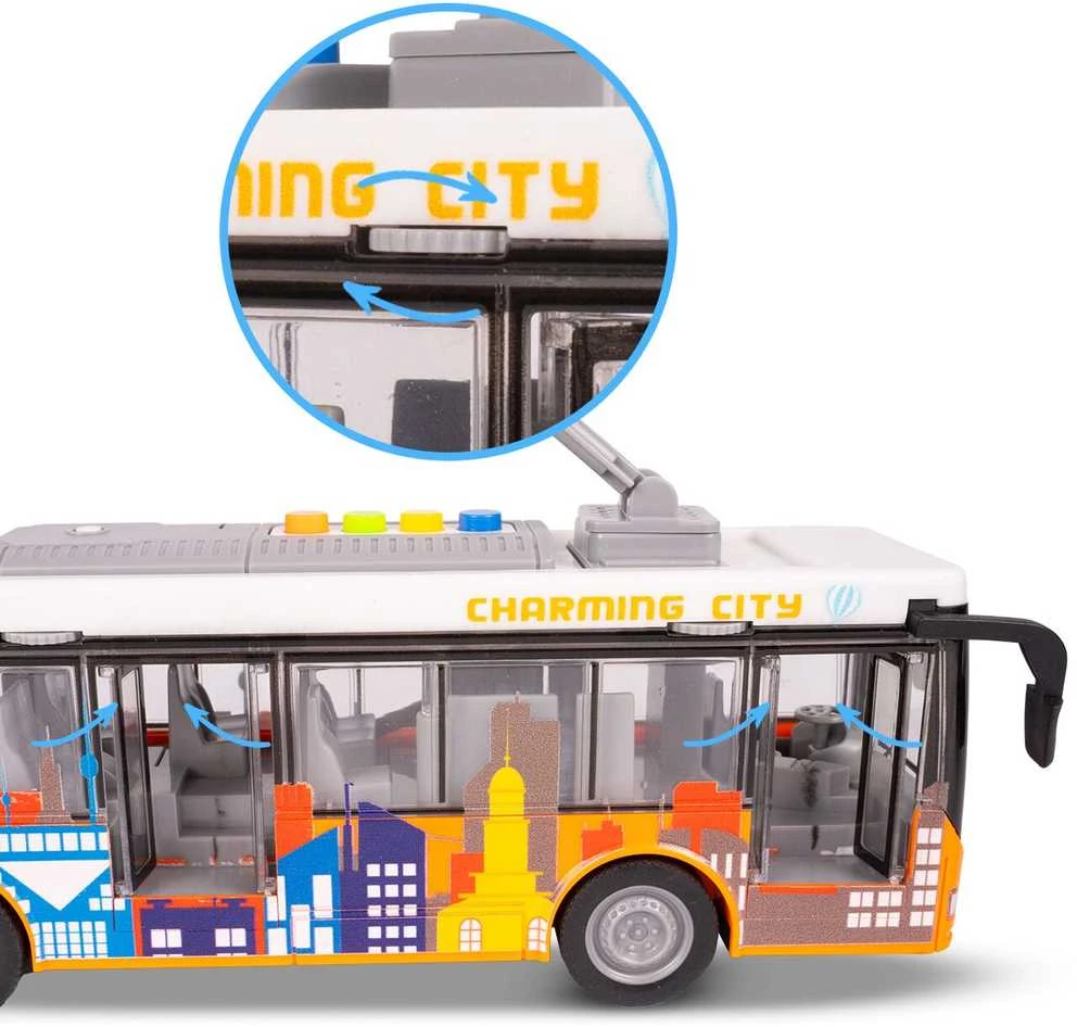 Malplay Žaislinis miesto autobusas su šviesa, garsu ir atsidarančiomis durimis