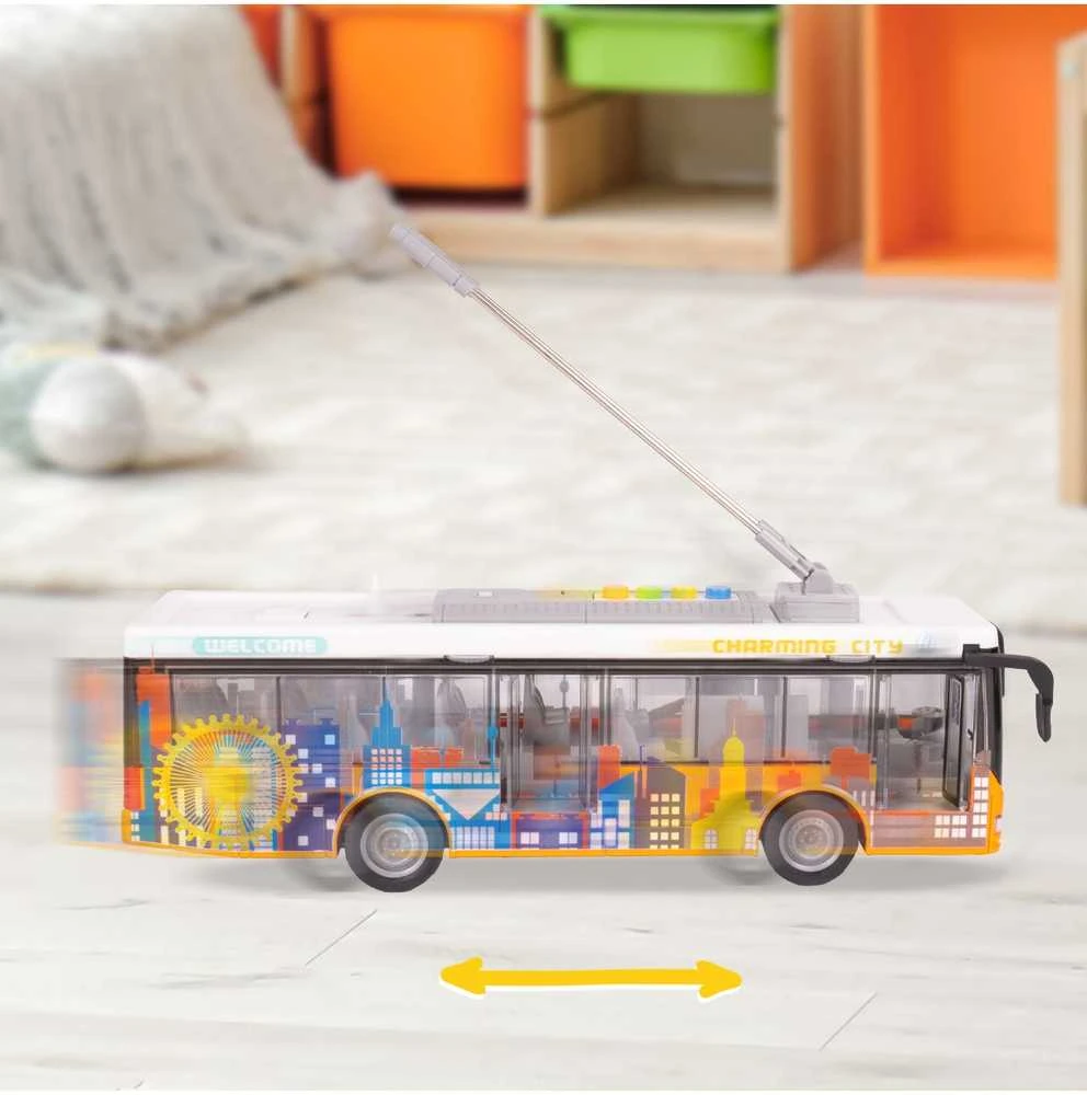 Malplay Žaislinis miesto autobusas su šviesa, garsu ir atsidarančiomis durimis