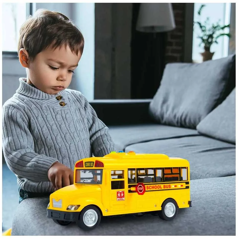 Malplay Žaislinis mokyklinis autobusas su šviesa, garsu ir atsidarančiomis durimis