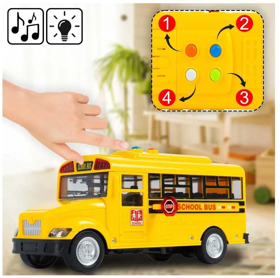 Malplay Žaislinis mokyklinis autobusas su šviesa, garsu ir atsidarančiomis durimis