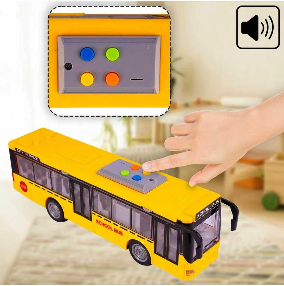 Malplay Žaislinis mokyklinis autobusas su šviesa, garsu ir atsidarančiomis durimis