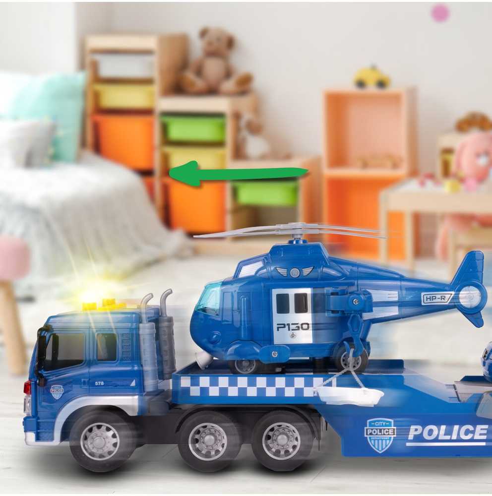 Malplay Žaislinis Policijos vilkiko rinkinys su sraigtasparniu, šviesa ir garsu, 1:16