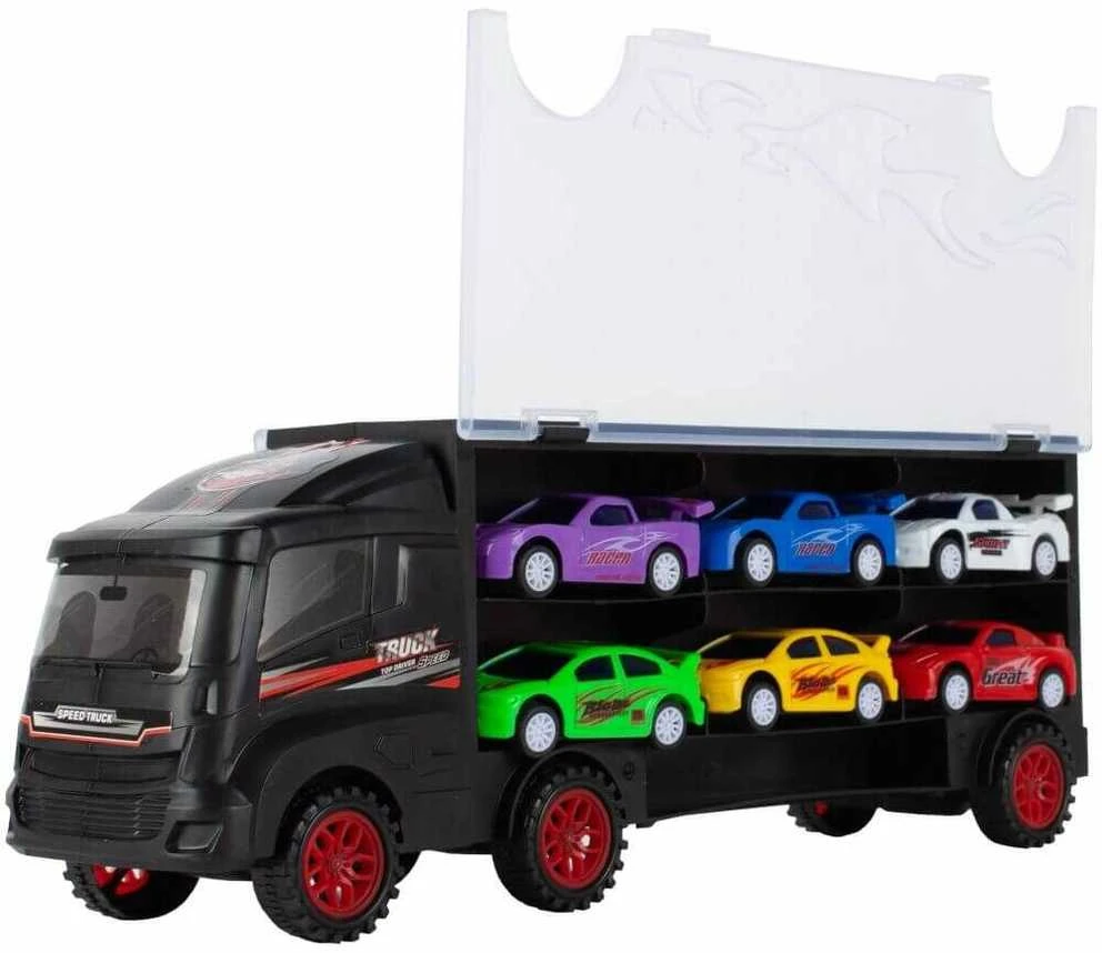 Malplay Žaislinis sunkvežimis su 6 automobiliais