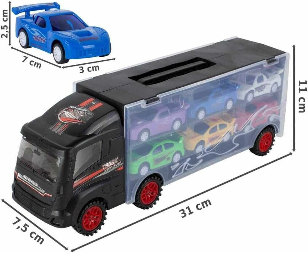 Malplay Žaislinis sunkvežimis su 6 automobiliais