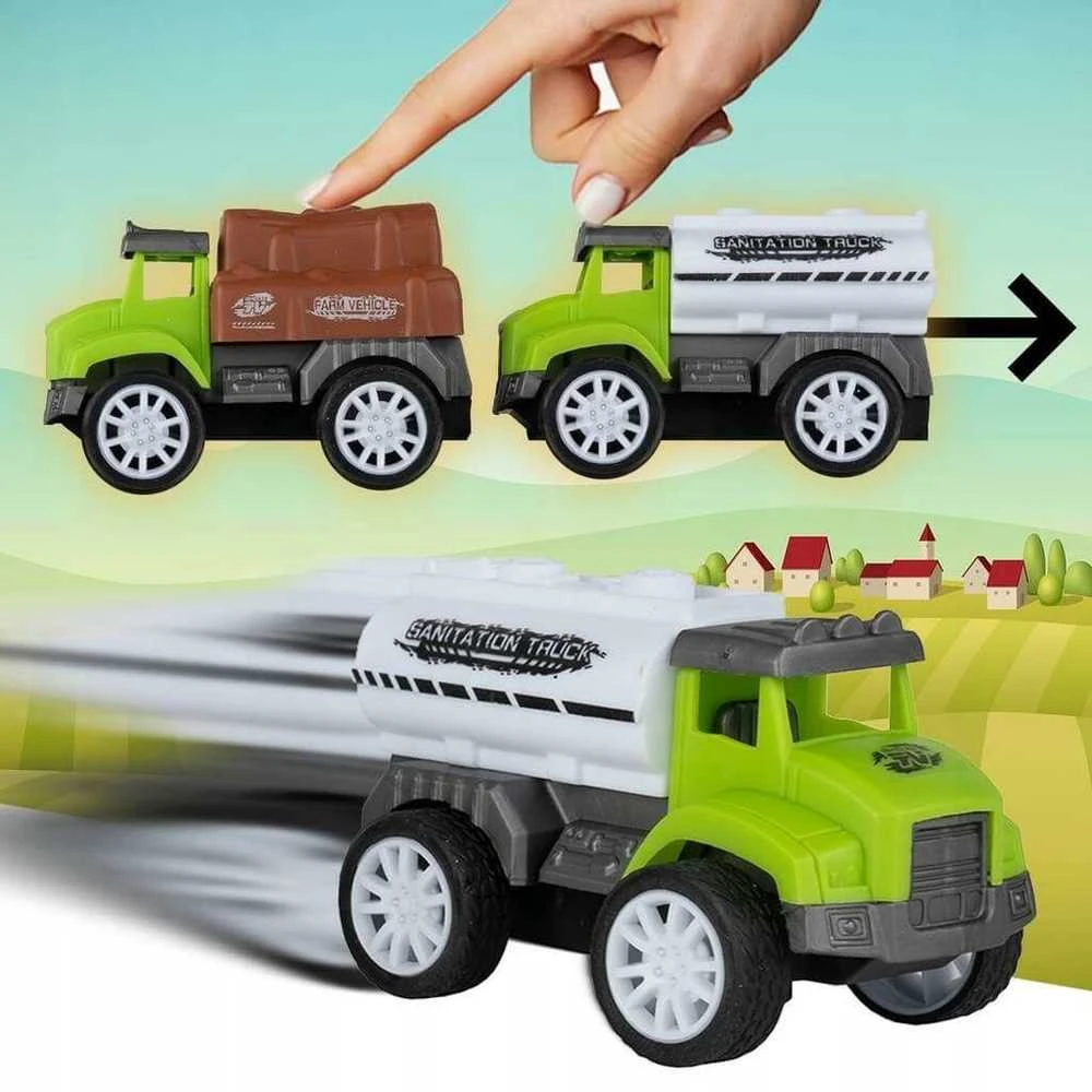 Malplay Žaislinis sunkvežimis su žemės ūkio automobiliais