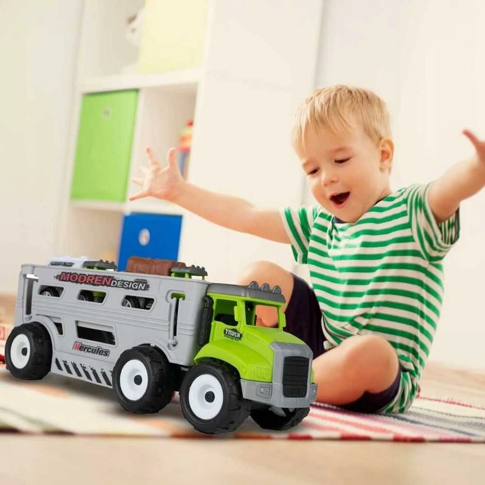 Malplay Žaislinis sunkvežimis su žemės ūkio automobiliais