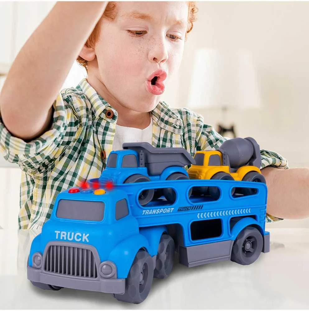 Malplay Žaislinis sunkvežimis- vilkikas su statybiniais automobiliais